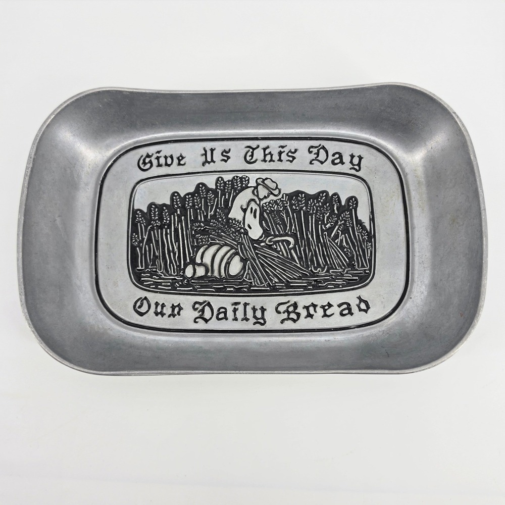 Vintage Wilton Armetale Give Us This Day Our Daily Bread Tray Pewter 601009 USA